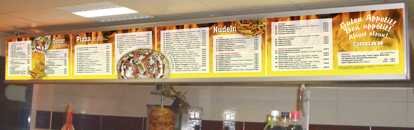 Speisekarten-Leuchttafel Döner-Pizza-Haus, Schaidt