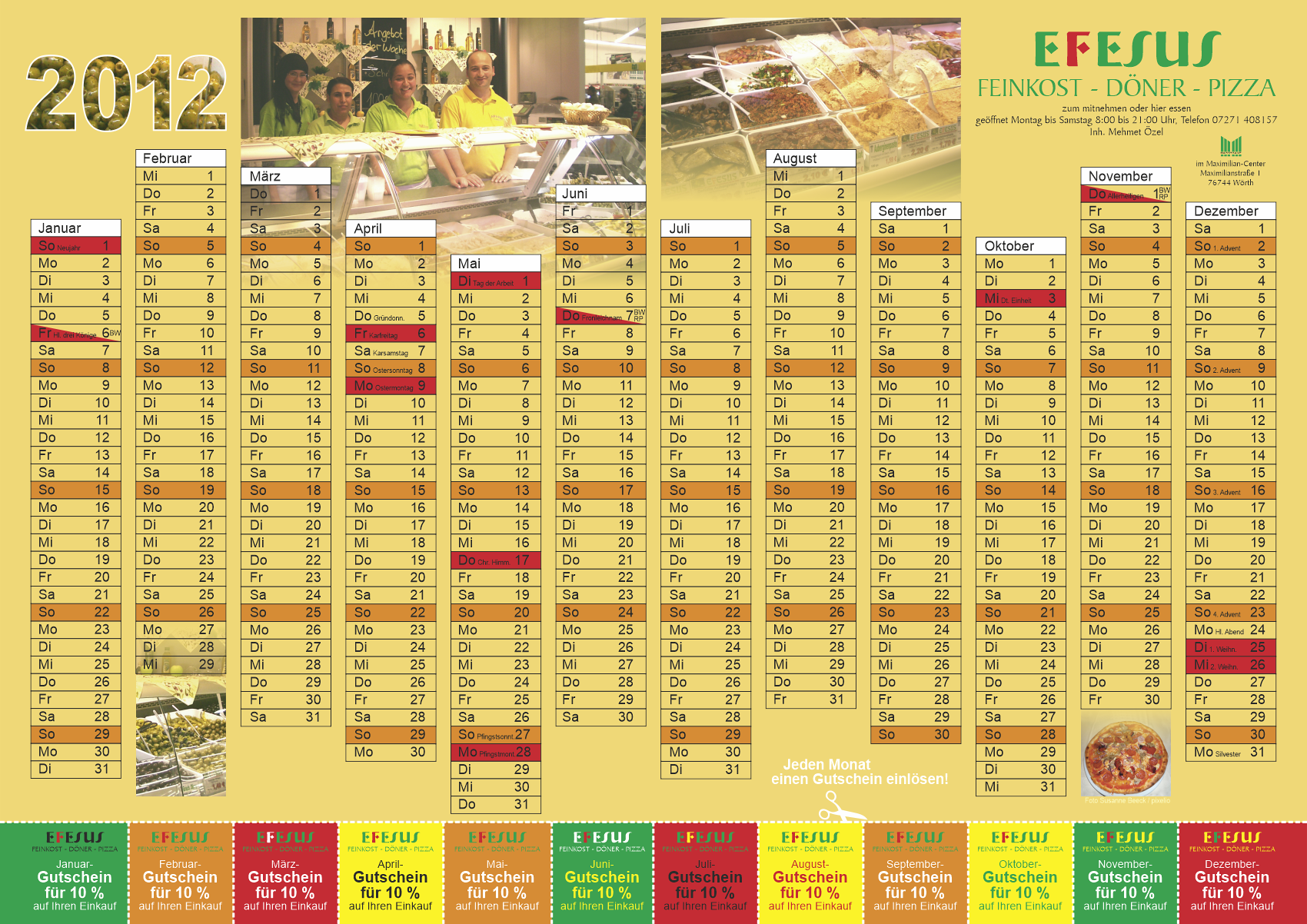 Kalender mit Gutscheinen Efesus Feinkost, Wörth