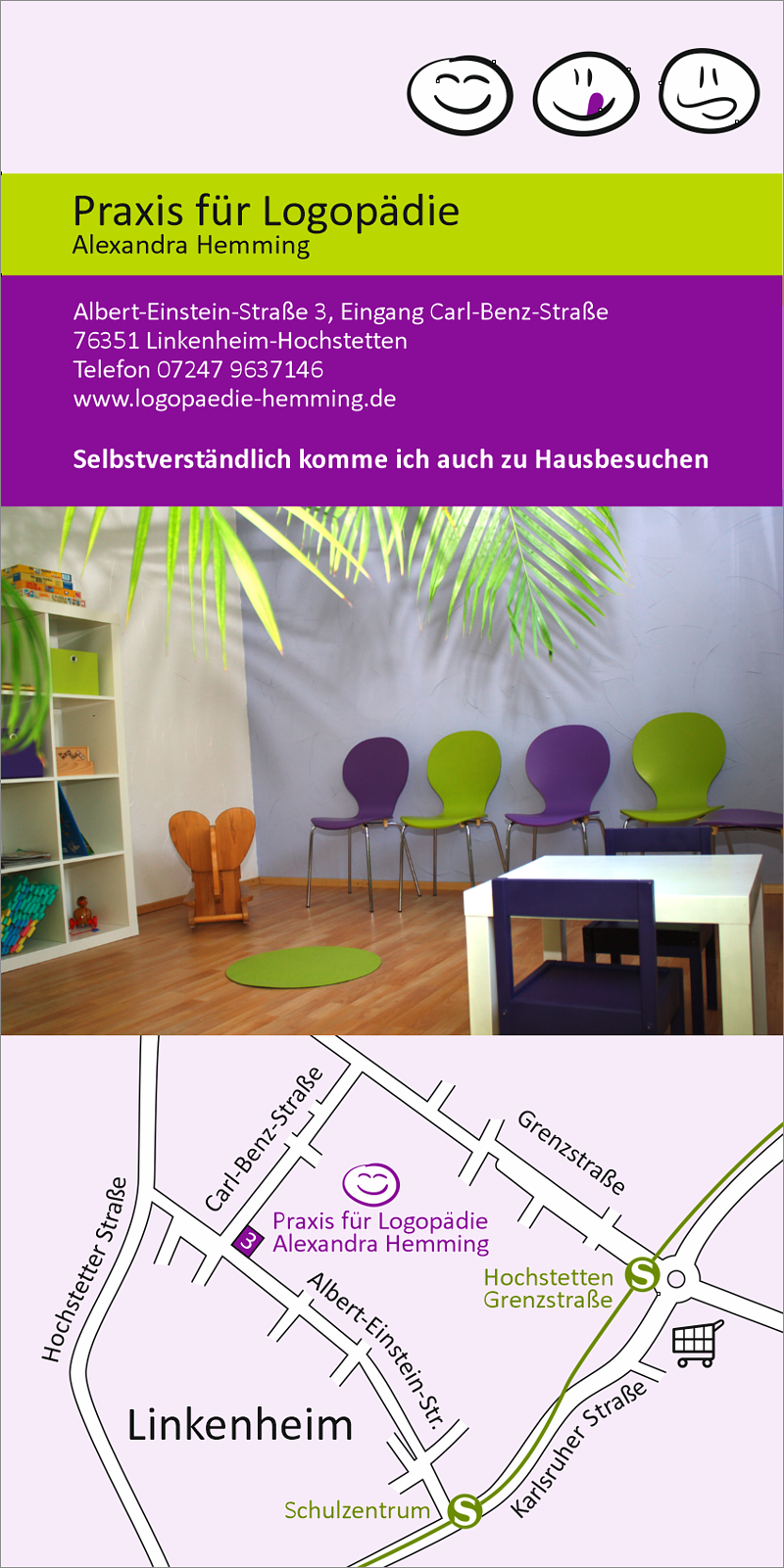 Flyer Praxis für Logopädie, Linkenheim-Hochstetten