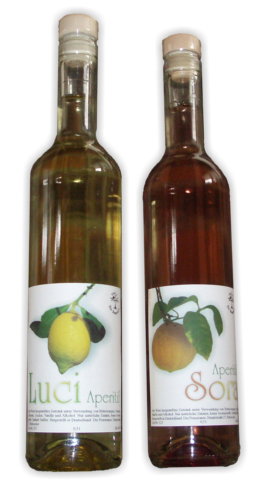 Etiketten für 2 Flaschen Aperitif, Birkweiler, Pfalz